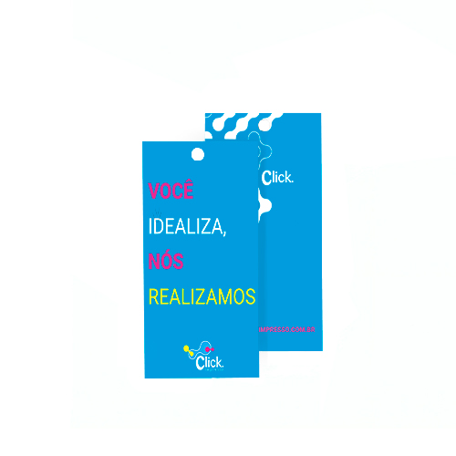 Mini tag, 5x9xcm, papel couche 300, 4x4 cores, 01 furo.